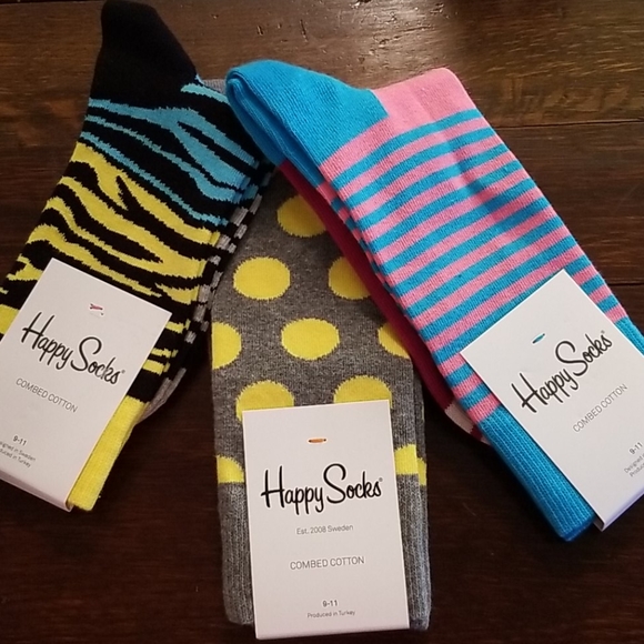 Happy Socks Accessories - Happy Socks 3 Pairs Women's Size 5.5 to 9.5